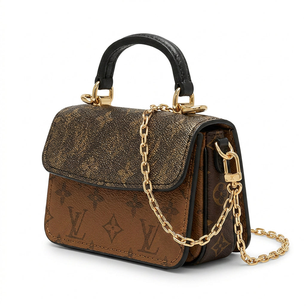Micro Trunk Bag Charm - Reversible Monogram-Print Canvas