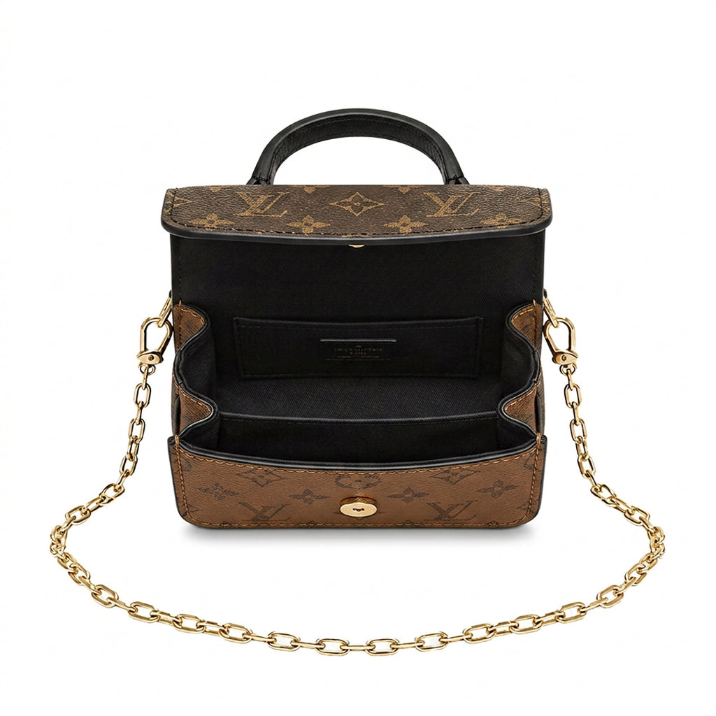 Micro Trunk Bag Charm - Reversible Monogram-Print Canvas