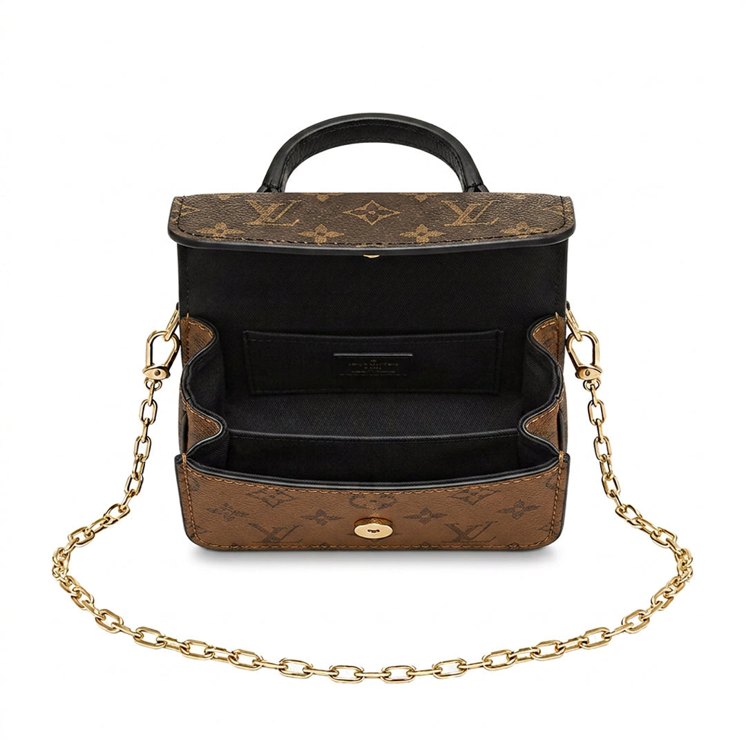 Micro Trunk Bag Charm - Reversible Monogram-Print Canvas