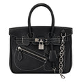 Top Handle Tote 25 - Black Textured Leather & Palladium Hardware
