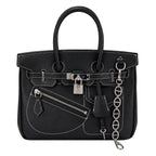 Top Handle Tote 25 - Black Textured Leather & Palladium Hardware