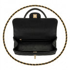 Quilted Top Handle Business Bag - Black Grained Quilted Calfskin