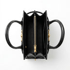 Croc-Embossed Small Tote - Black Croc-Effect Embossed Leather