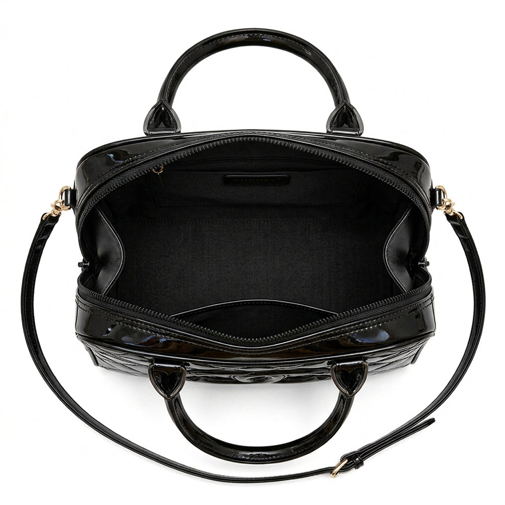 Quilted Patent Bowling Bag - Black Patent Quilted Leather
