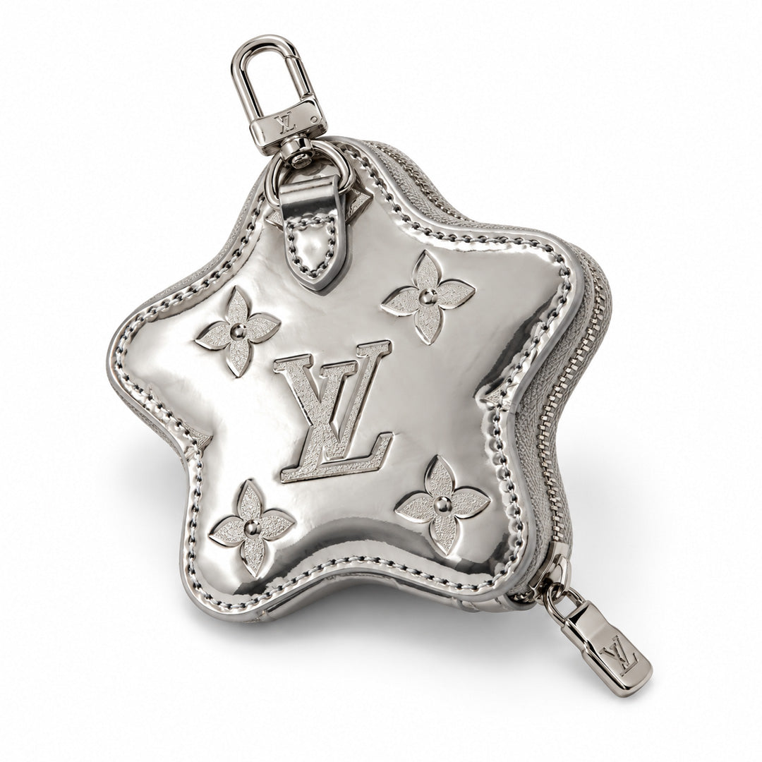 Silver Star Coin Pouch Keychain side view