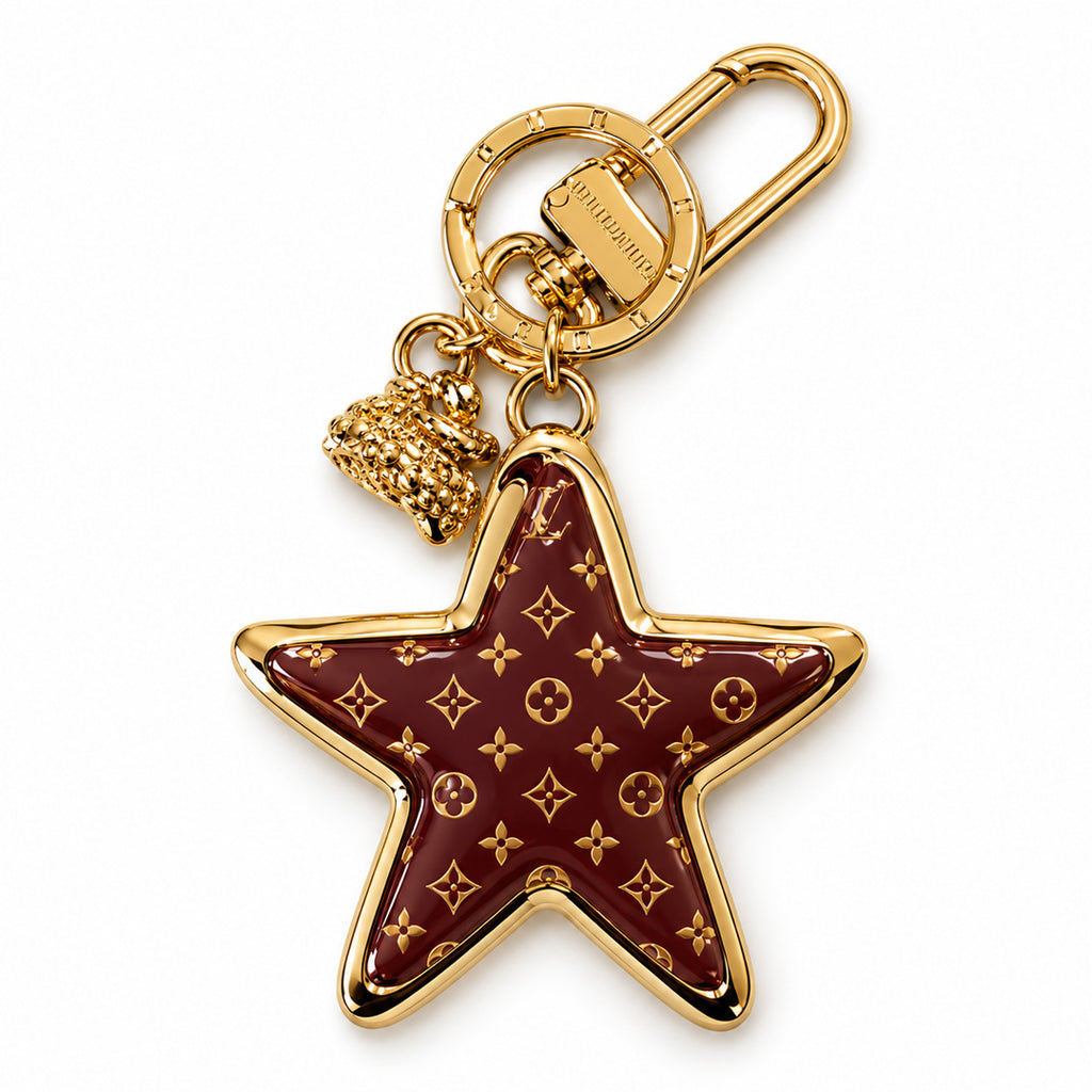 Burgundy Star Monogram Bag Charm