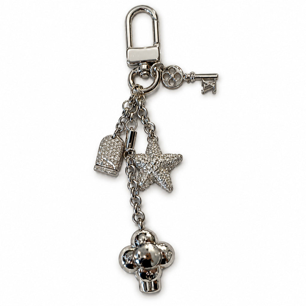 Crystal Lock and Star Charm Keychain