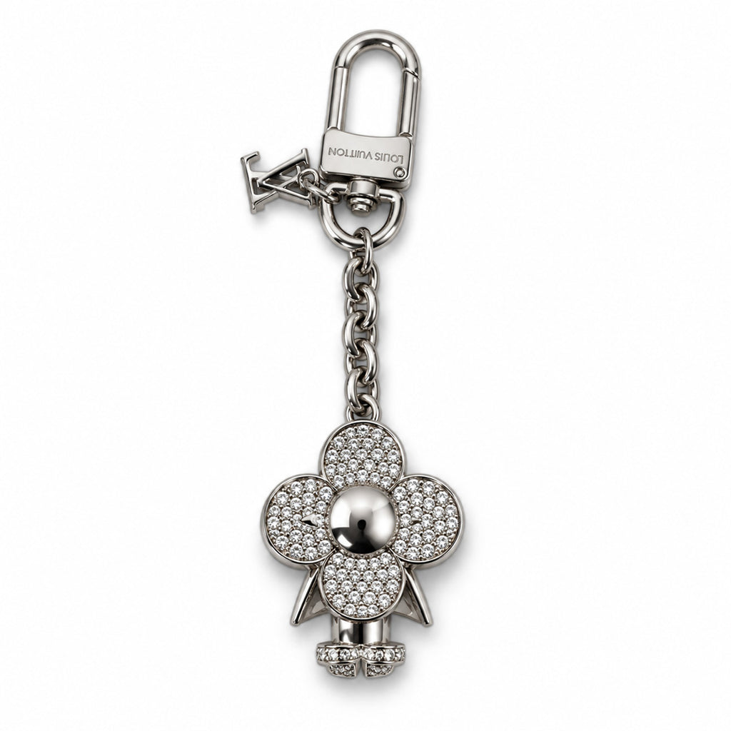 Crystal Flower Robot Bag Charm