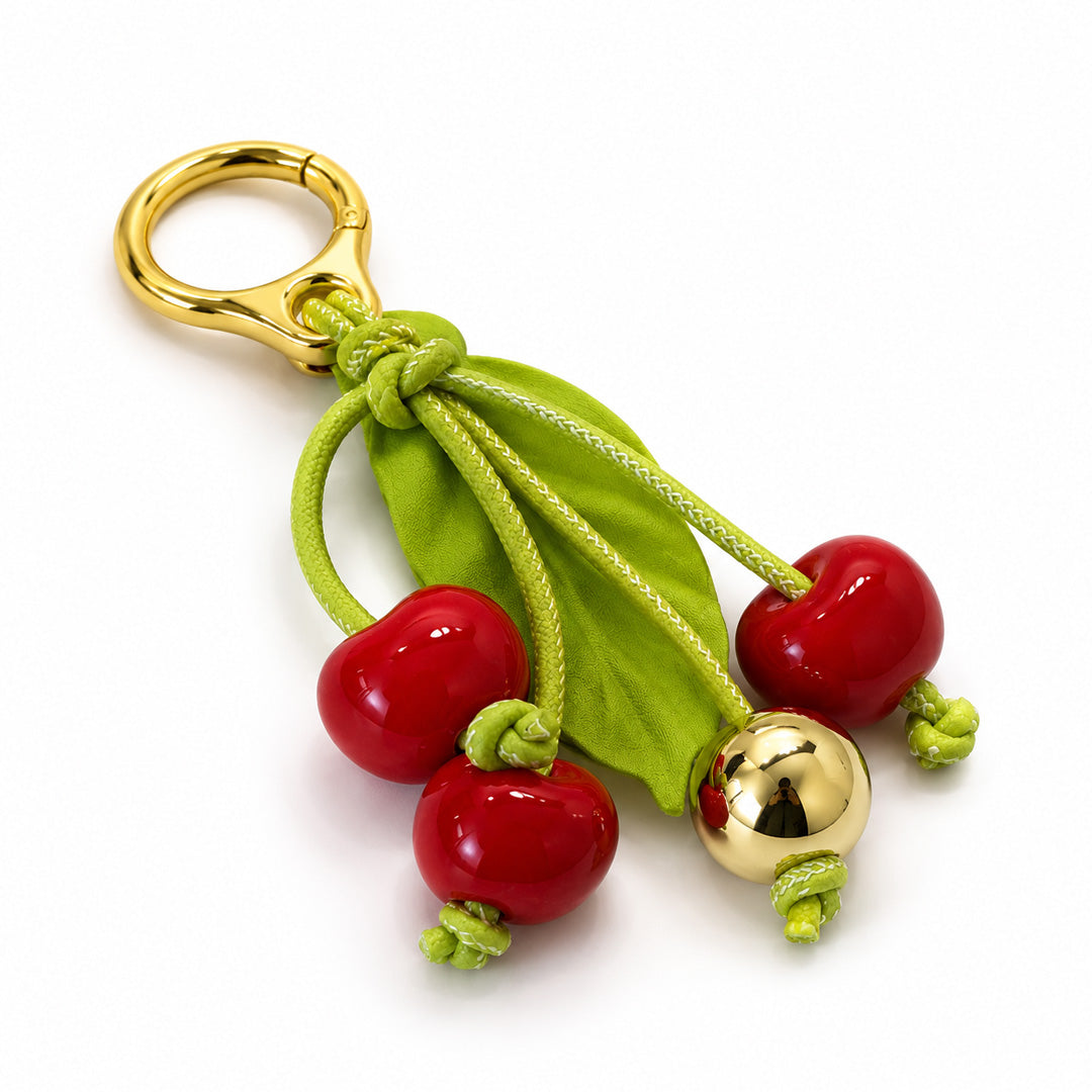 Cherry Bunch Bag Charm side view