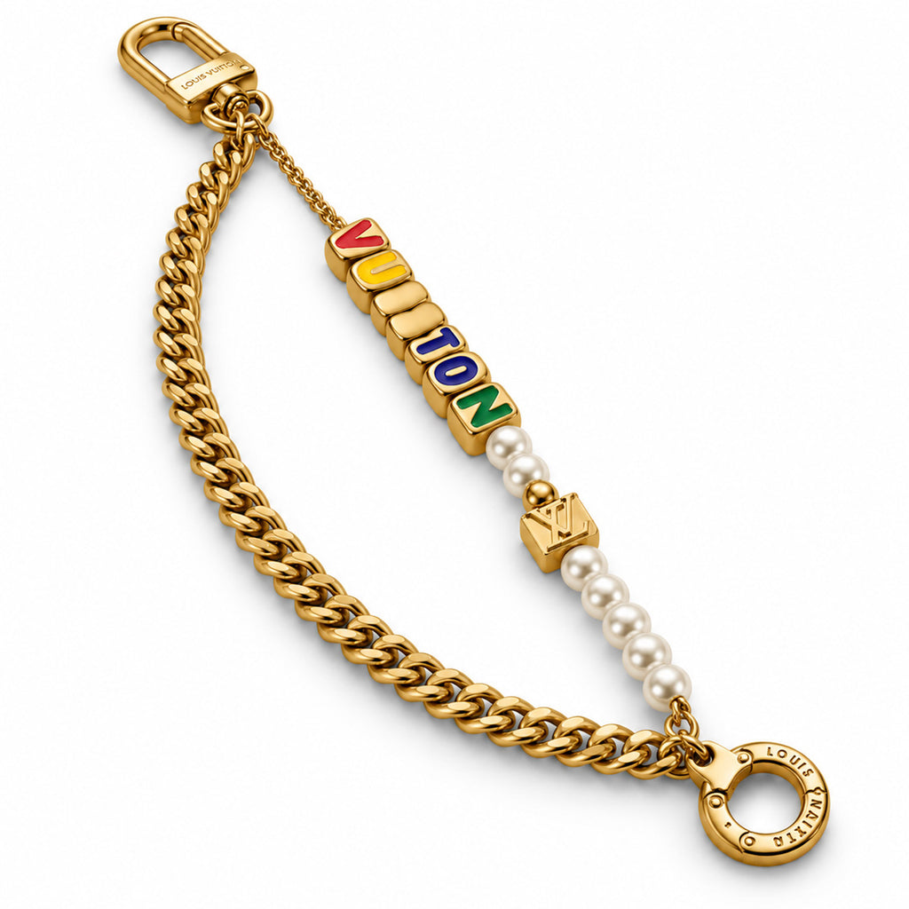 Rainbow Letter Pearl Bag Chain side view