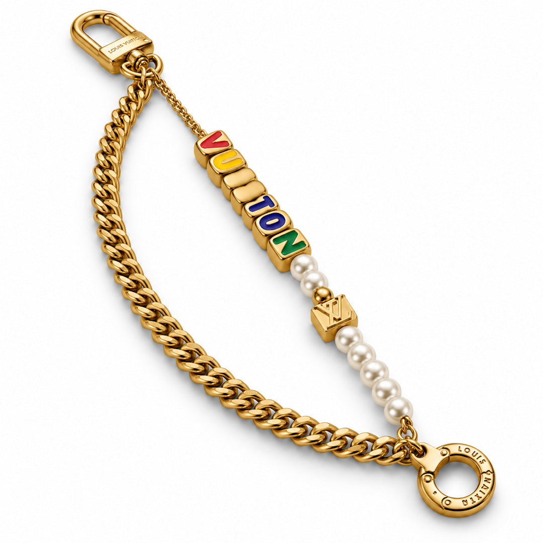 Rainbow Letter Pearl Bag Chain side view