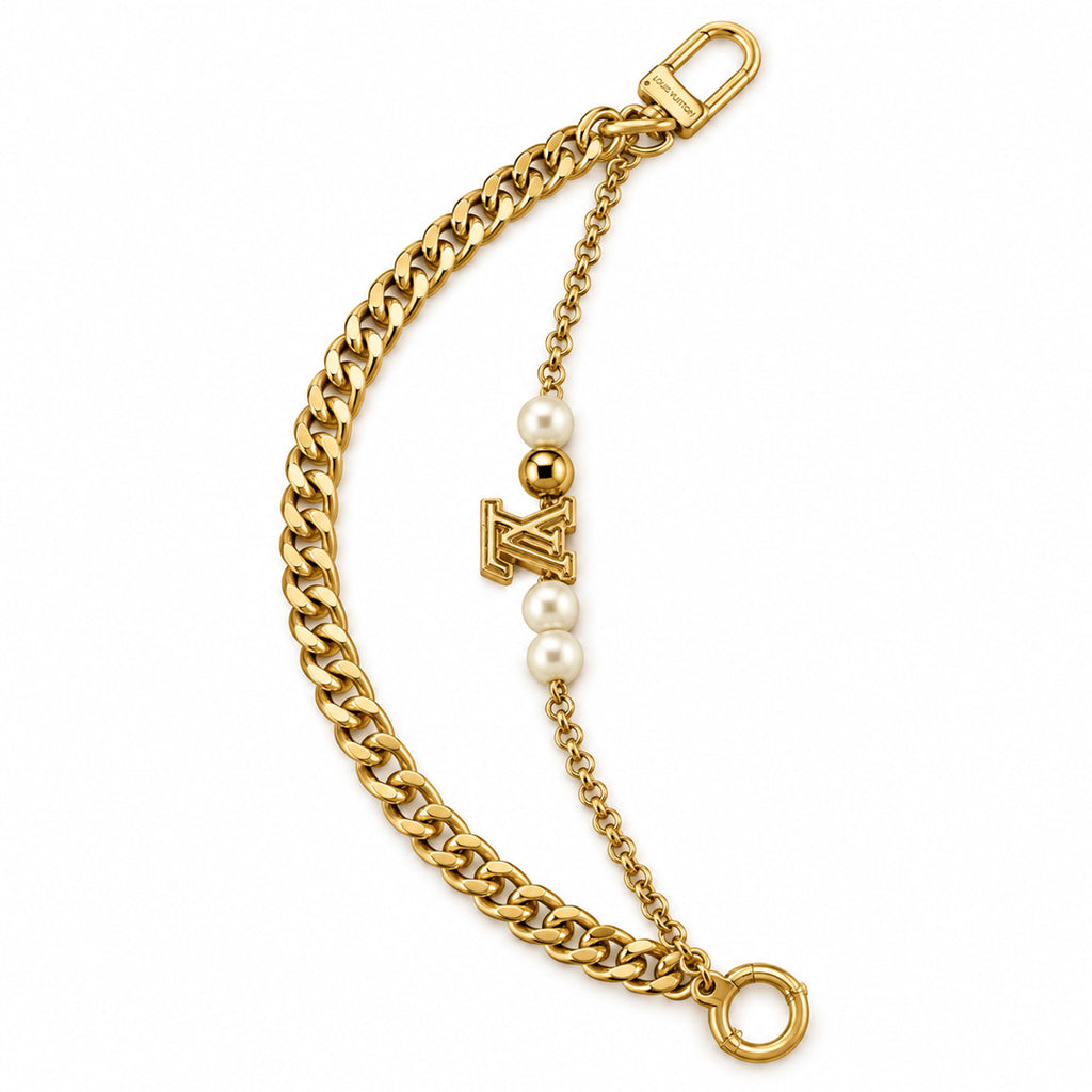 Gold Pearl Double Bag Chain