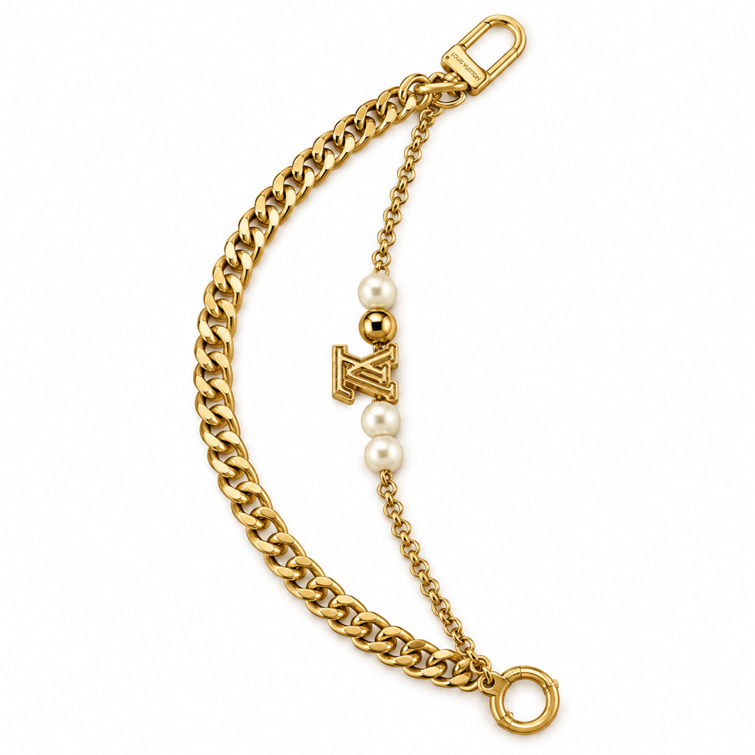 Gold Pearl Double Bag Chain