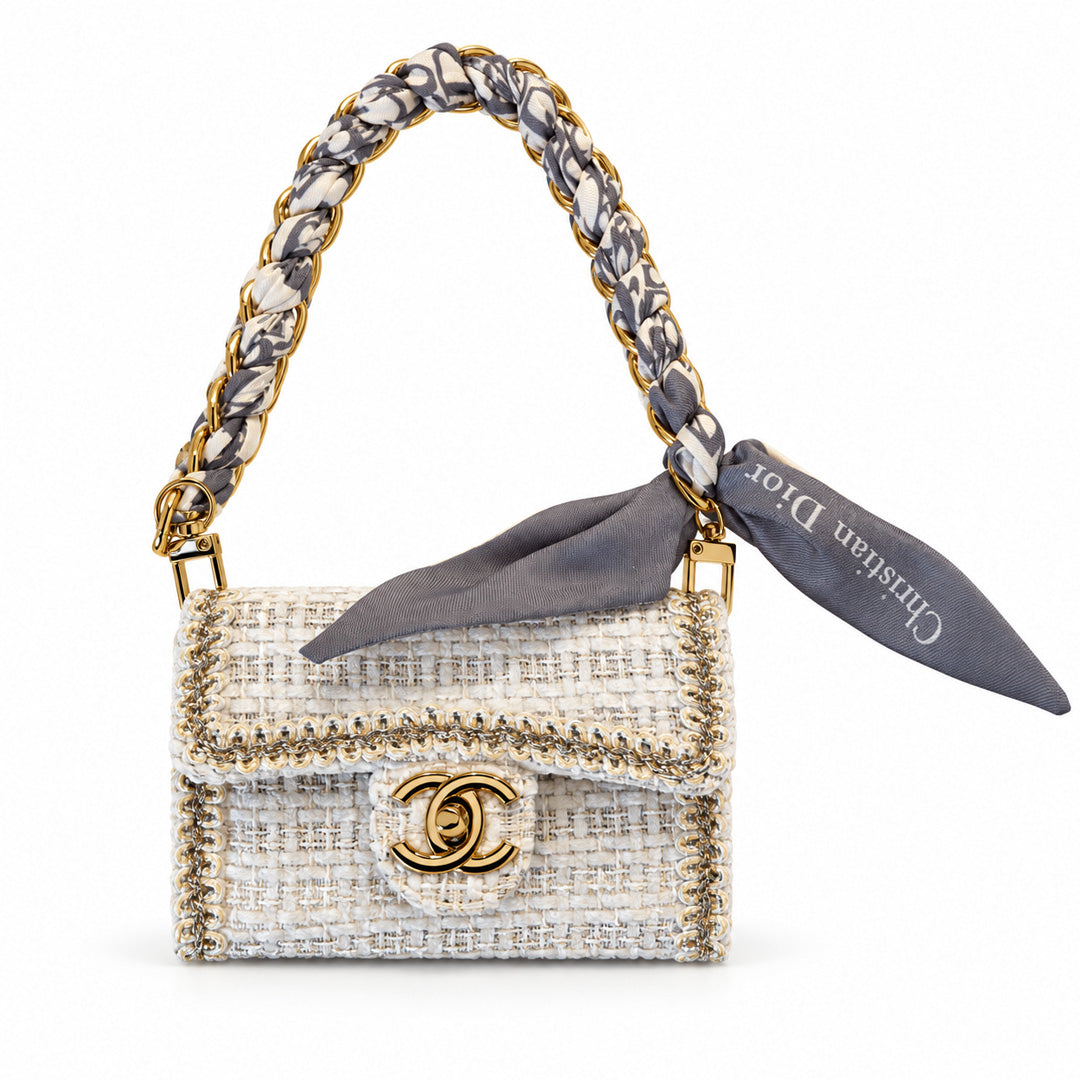 Mini Tweed Flap Bag Charm