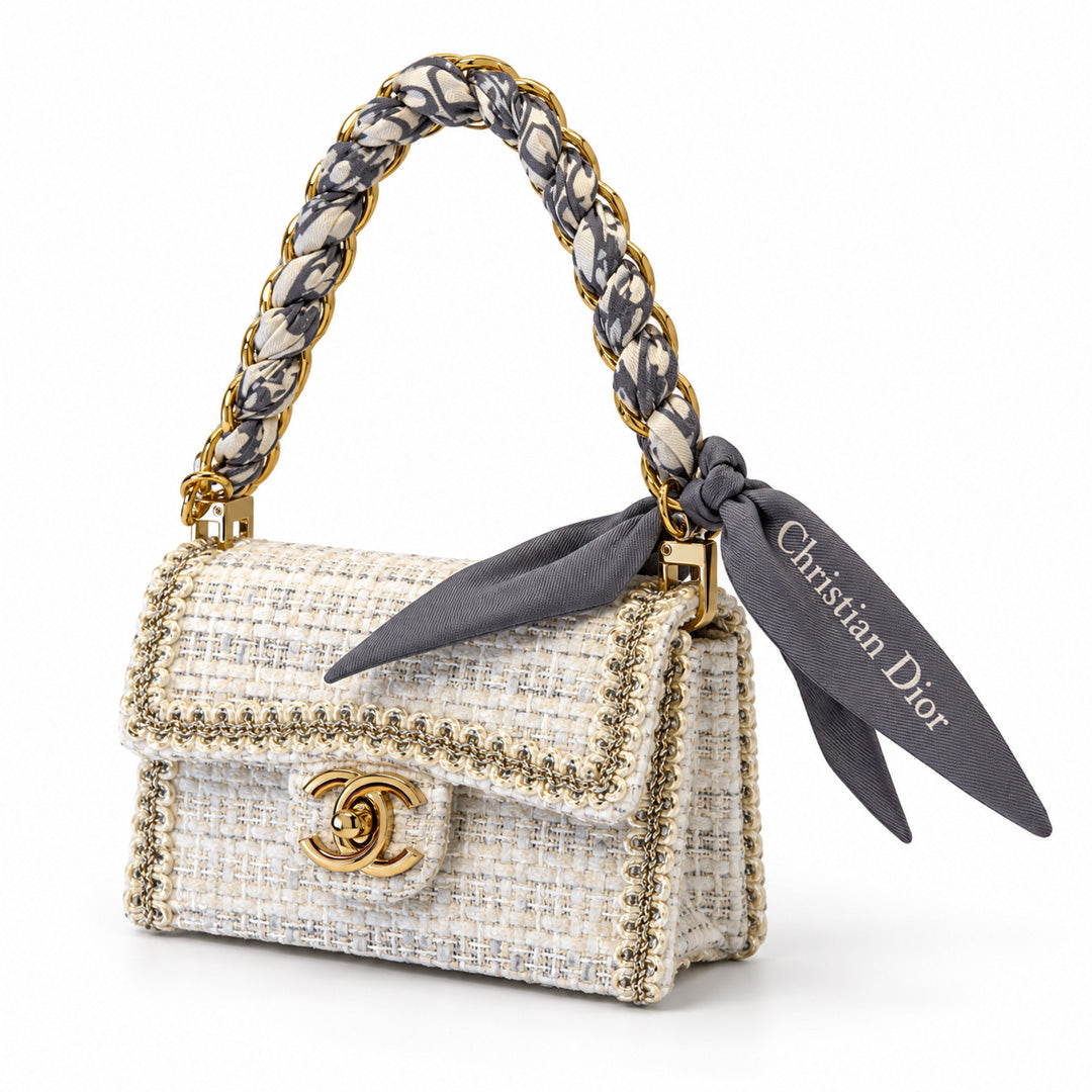 Mini Tweed Flap Bag Charm side view