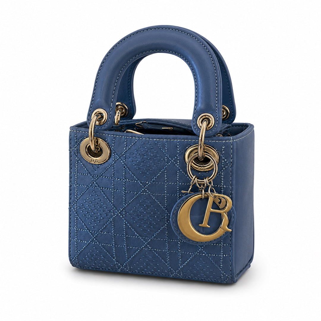 Azure Elegance Mini Top Handle Handbag