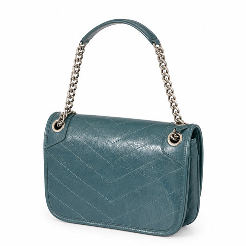 Azure Chevron Shoulder Bag