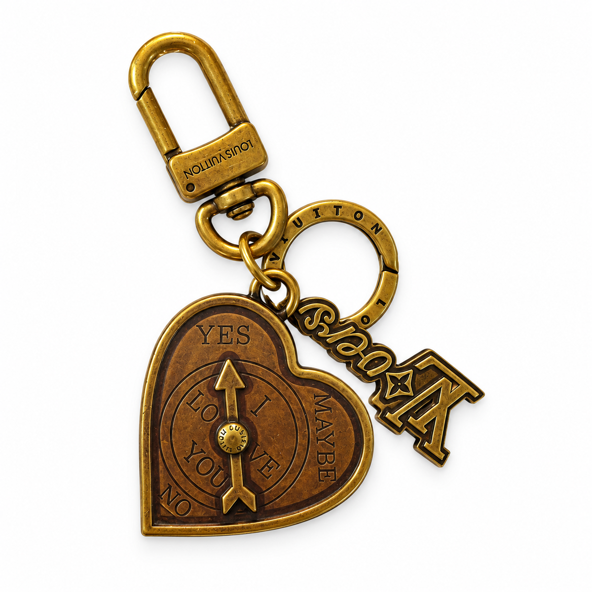 LV Lovers Heart Spin Wheel Bag Charm & Key Holder