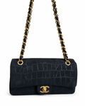 Noir Croc Éclat Shoulder Bag