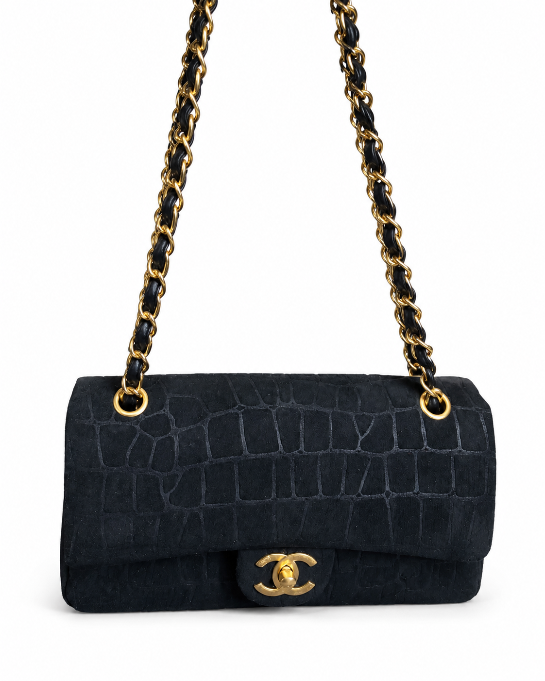 Noir Croc Éclat Shoulder Bag