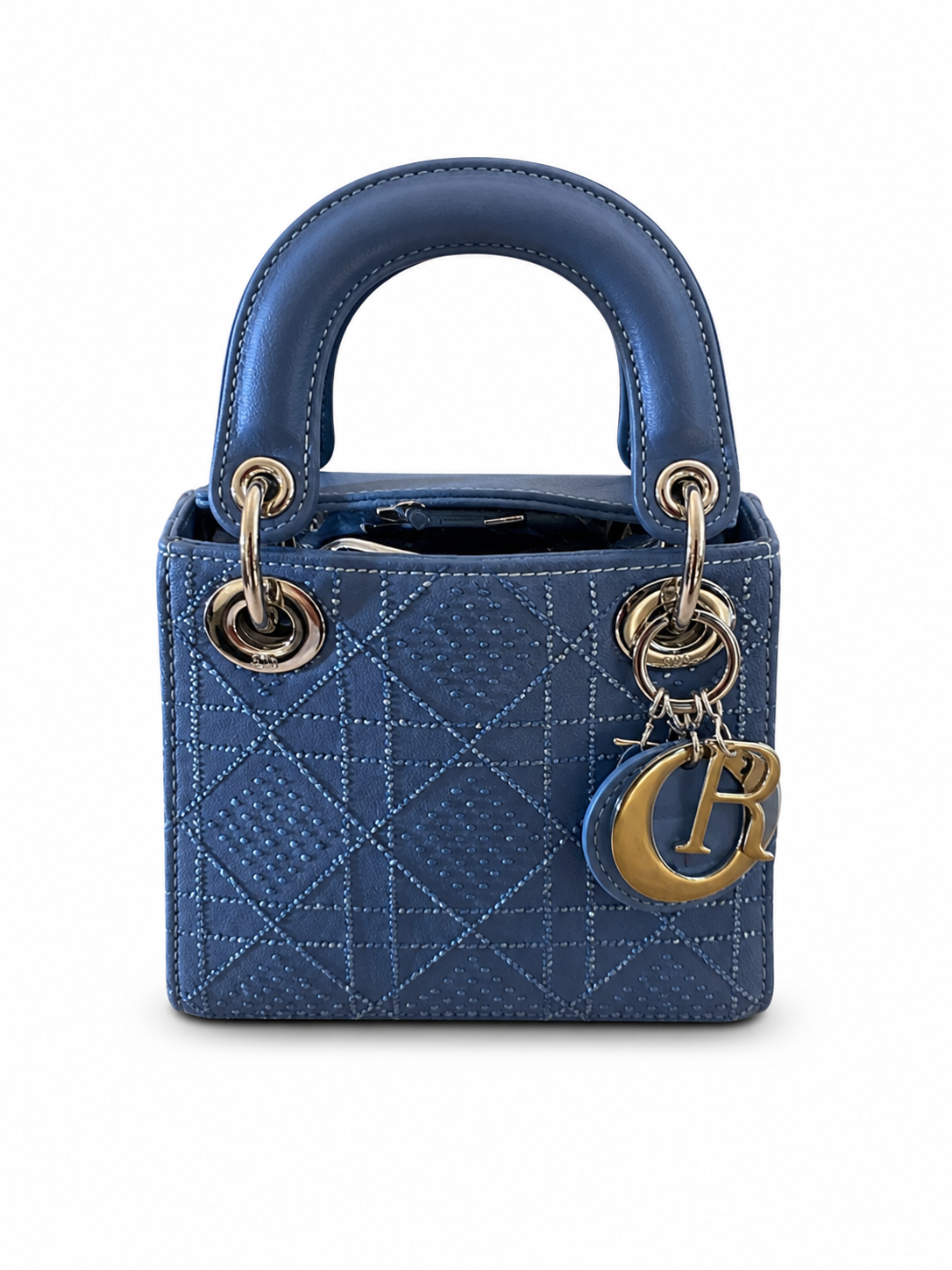 Azure Elegance Mini Top Handle Handbag