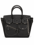 Noir Luxe Multi-Pocket Structured Tote Bag