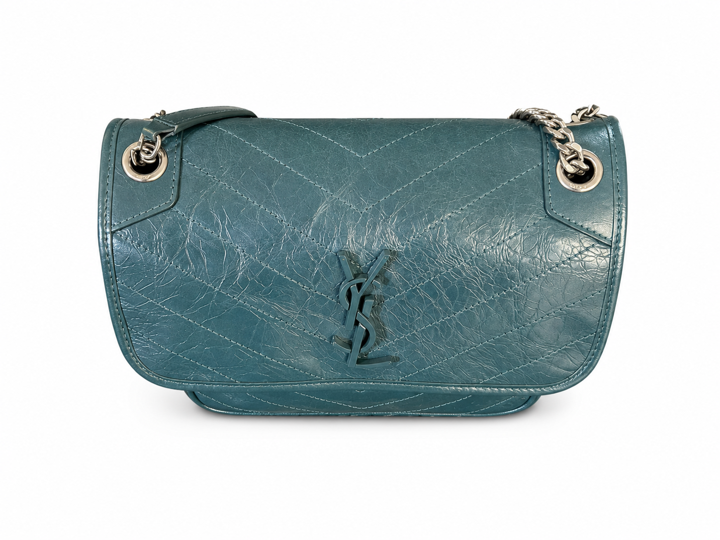 Azure Chevron Shoulder Bag