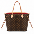 Open Shopper Tote Medium - Monogram-Print Canvas & Cherry Red Lining