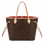 Open Shopper Tote Medium - Monogram-Print Canvas & Cherry Red Lining