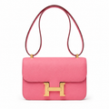 Rectangular Flap Crossbody 24 - Rose Grained Leather & Gold Clasp